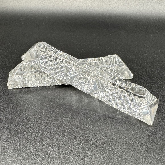 Unmarked Other - Hungary Pressed Crystal Knife Rest Starburst Glass - 2 Pieces - Wedding Holiday